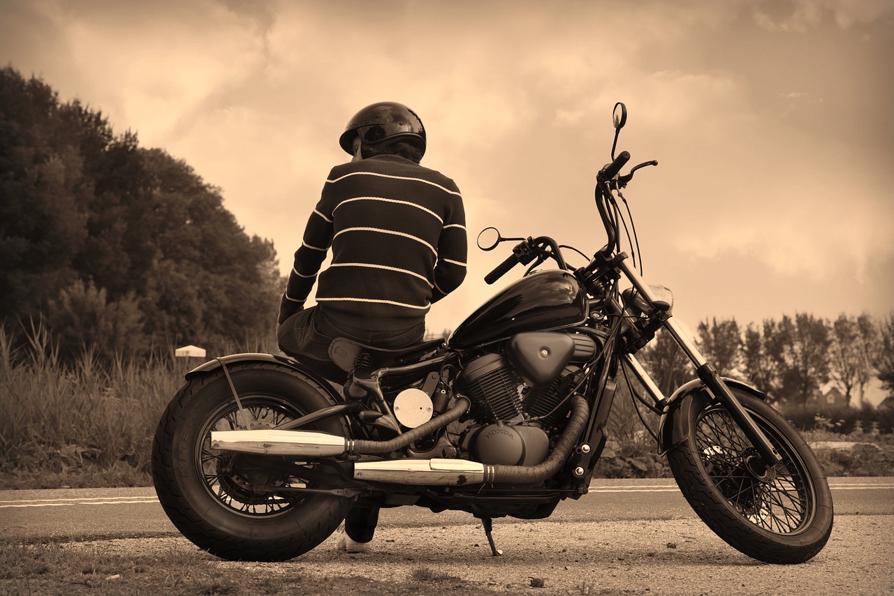 guy, motorbike, biker